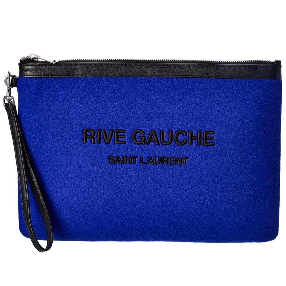COPY - Saint Laurent
Rive Gauche Felt & Leather Zippered Pouch